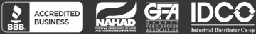 BBB Accredited Business. NAHAD, National Association of hose and accessories distributors. GFA, Gasket Fabricators Association. IDCO, Industrial Distributor Co-op.